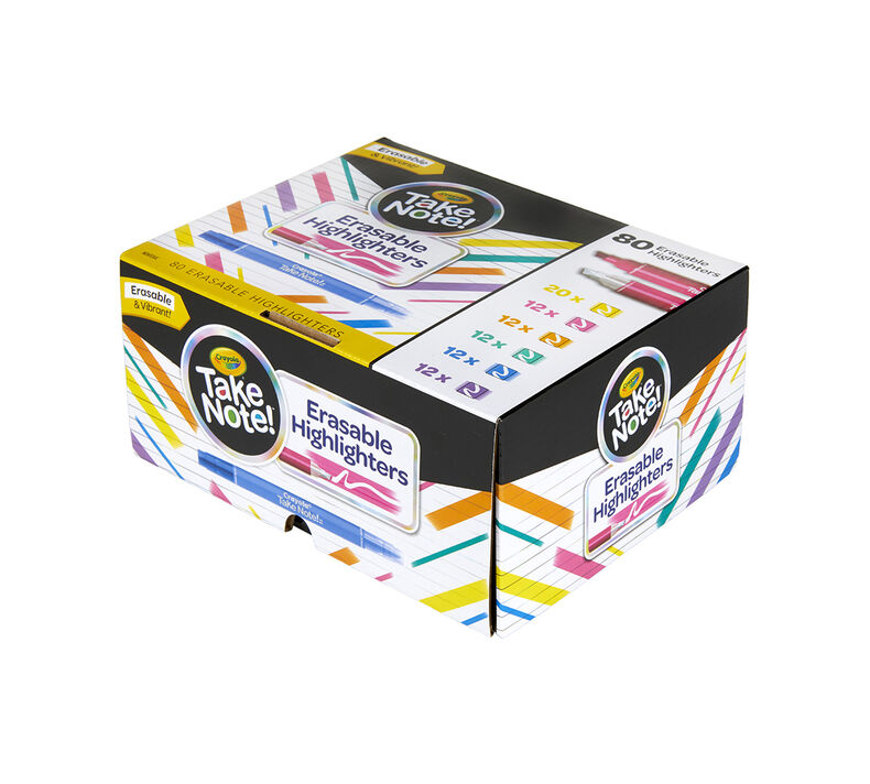 Take Note Erasable Highlighters Classpack, Bulk 80 Count